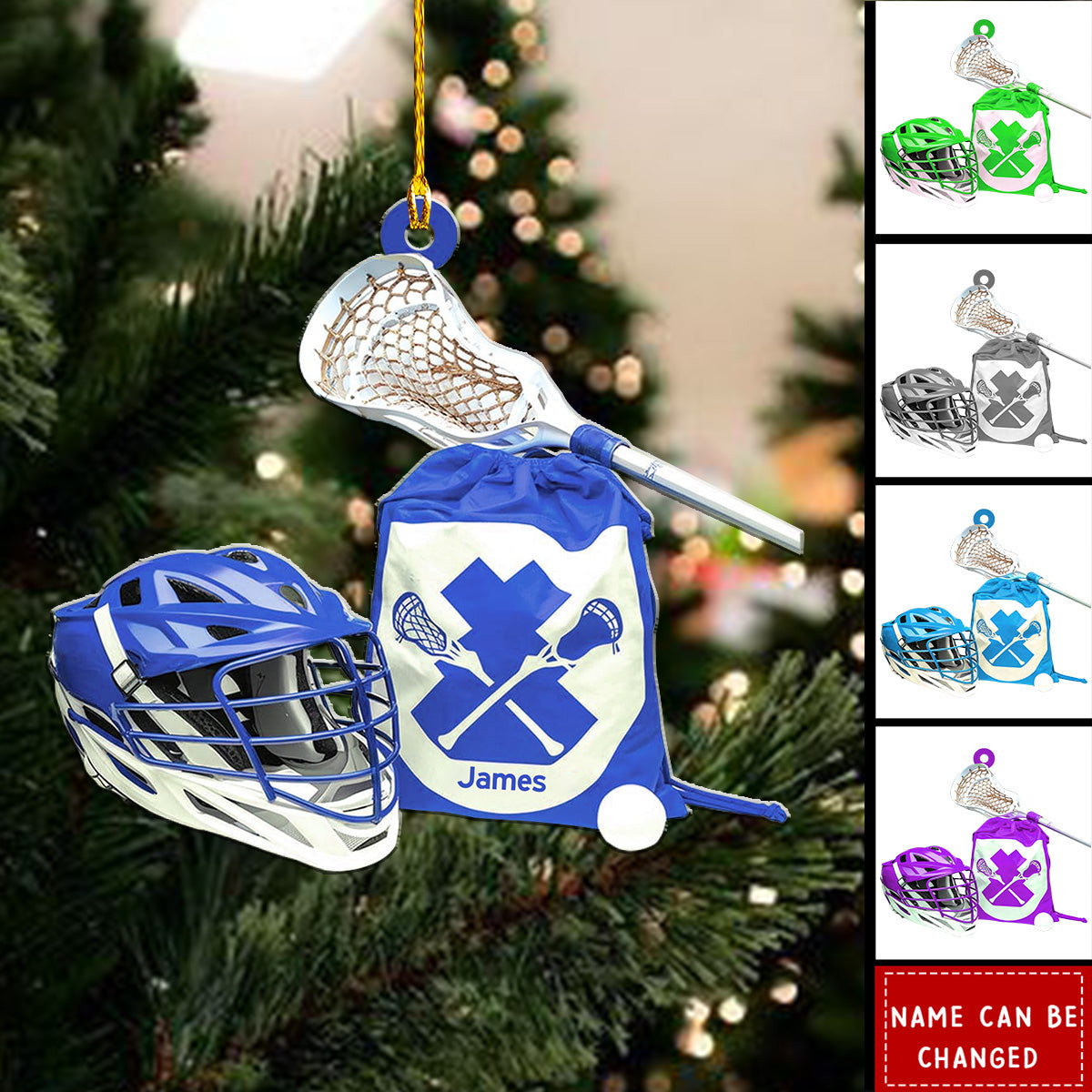 Personalized Lacrosse Christmas Ornament - Custom Name Lacrosse Player Ornament ON1618