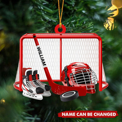 Personalized Ice Hockey Shaped Ornament - Custom Name Hockey Players Ornament ON1499