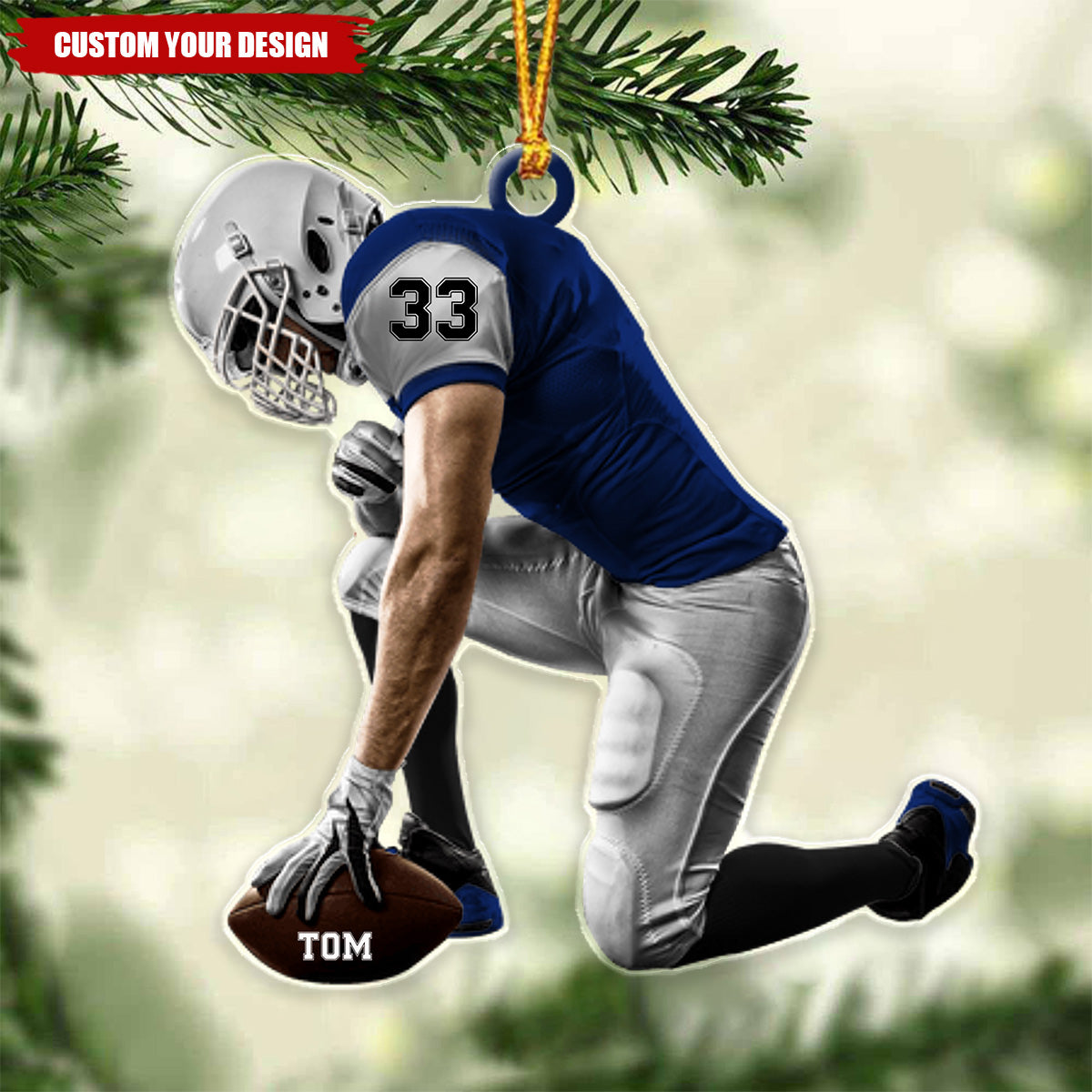 Personalized Football Acrylic Ornament, Gift For Football Fans, Custom Name Number Football Player Ornament ON1423