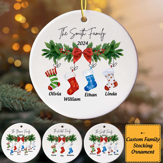 Personalized Ceramic Ornaments For Family, Custom Ornaments With Names And Years, Family Christmas Ornament 2024 ON0010