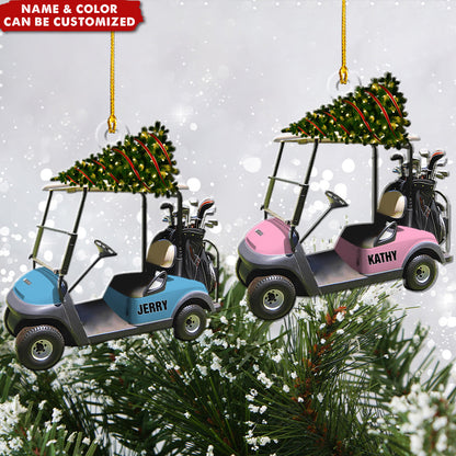 Riding Golf Personalized Christmas Ornament, Gifts For Golfer, Custom Name Golf Cart Ornament ON1389