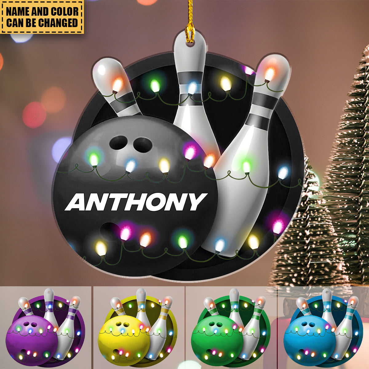 Personalized Bowling Ball Ornaments, Custom Name Bowling Lover Christmas Ornament ON1426