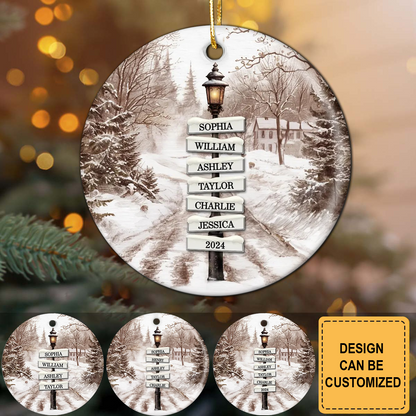 Personalized Retro Street Lamp Family Name Christmas Ornament, Custom Family Christmas Ornament With Name ON0310