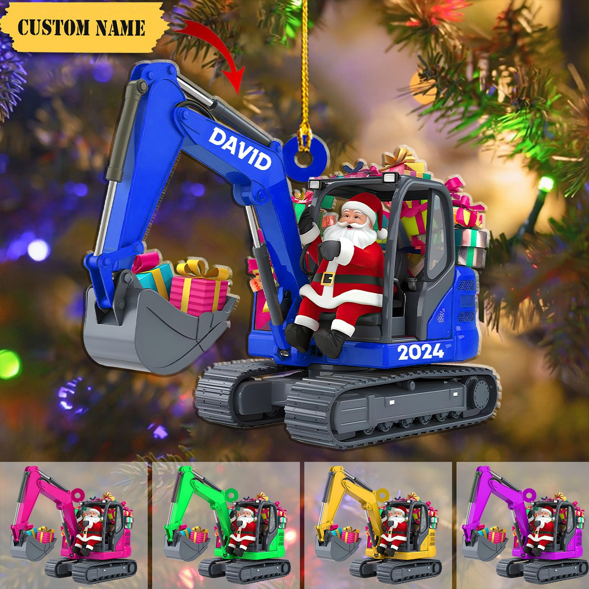 Personalized Excavator Christmas Ornament, Custom Name Excavator Lovers Construction Worker Christmas Ornament ON1437