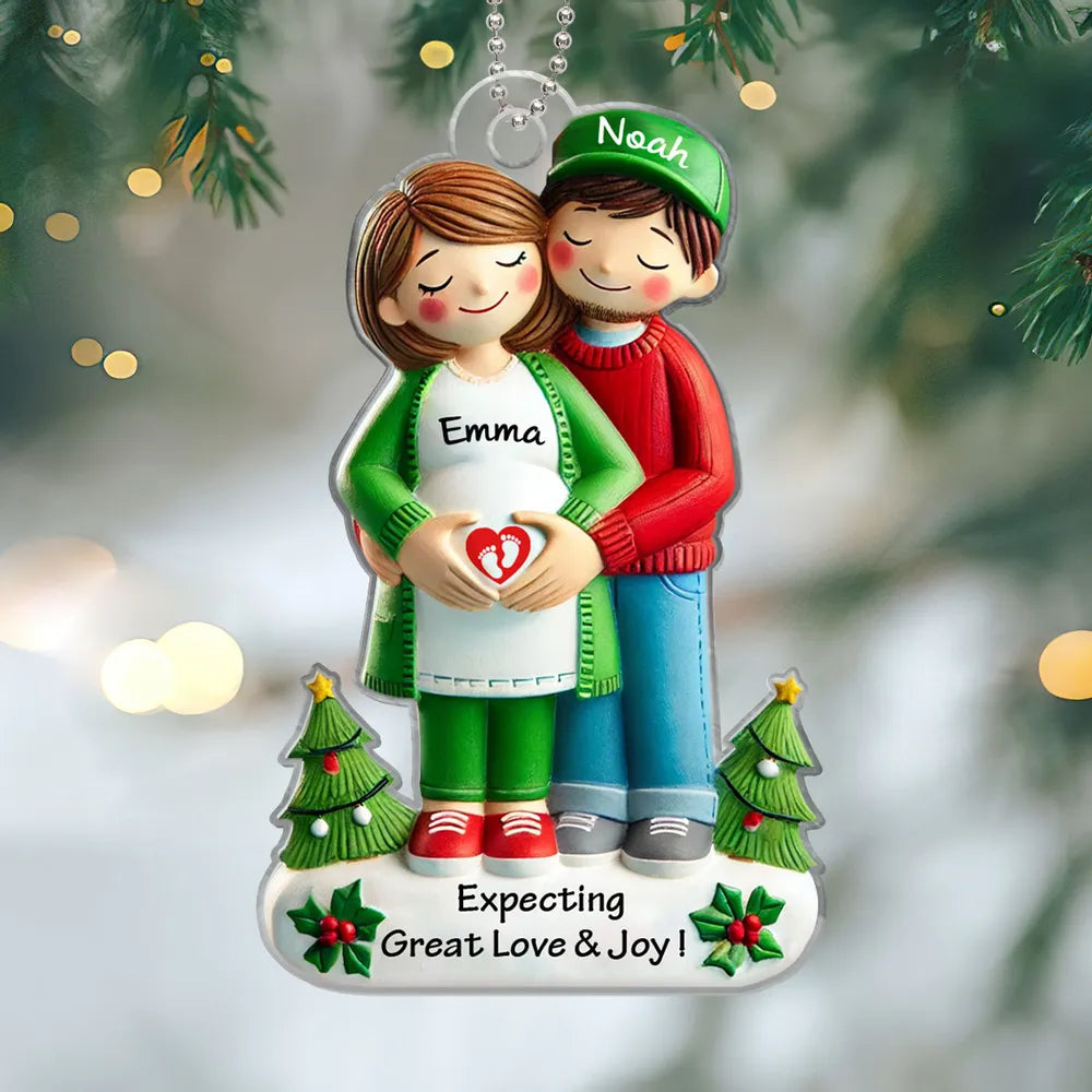 Expecting Great Love And Joy Personalized Baby on the Way Couple Christmas Ornament ON1692