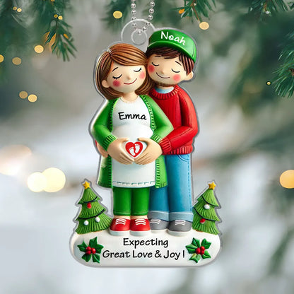 Expecting Great Love And Joy Personalized Baby on the Way Couple Christmas Ornament ON1692