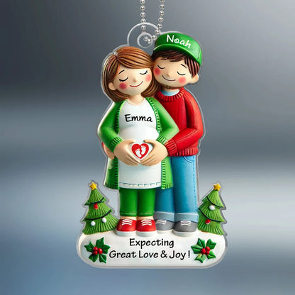 Expecting Great Love And Joy Personalized Baby on the Way Couple Christmas Ornament ON1692