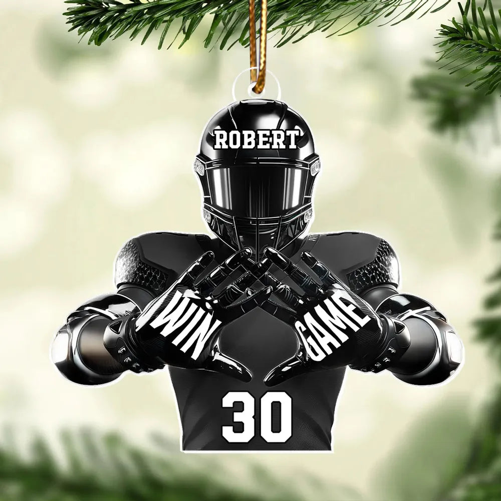 Football Player Football For Life Personalized Acrylic Ornament, Custom Name Number Football Ornament ON1728