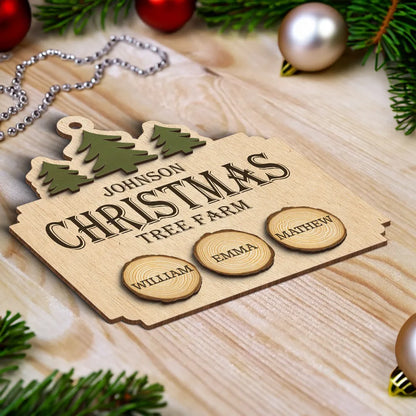 Christmas Tree Farm Family Wood Slice Personalized 2-Layer Wooden Ornament, Personalized Family Christmas Ornament 2024 ON0999