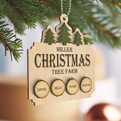 Christmas Tree Farm Family Wood Slice Personalized 2-Layer Wooden Ornament, Personalized Family Christmas Ornament 2024 ON0999