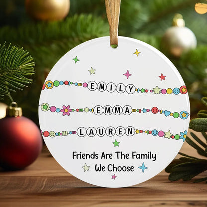 Besties Sisters Friends Bracelet Names Personalized Circle Ceramic Ornament, Custom It Takes A Long Time To Grow Old Friends Ornament ON1088