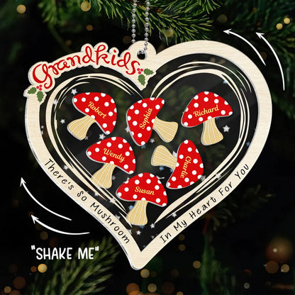 Grandkids There Is So Mushroom In My Heart For You Personalized Shaker Ornament, Personalized Grandkids Family Christmas Ornament 2024 ON0192