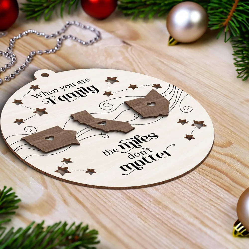 Long Distance Family Friends Siblings Sisters Besties Personalized 2-Layered Wooden Ornament, Custom State Family Friend Christmas Ornament 2024 ON0104