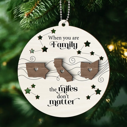 Long Distance Family Friends Siblings Sisters Besties Personalized 2-Layered Wooden Ornament, Custom State Family Friend Christmas Ornament 2024 ON0104