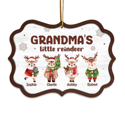 Grandma's Little Reindeers Cute Christmas Personalized Wooden Ornament, Custom Grandma Christmas Ornament 2024 With Grandkid Kid Name ON0103