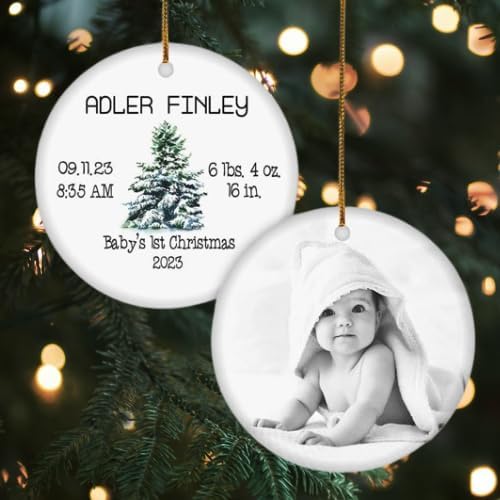 Personalized Baby First Christmas Ornament 2024, Custom Photo Baby Boy Girl 1st Christmas Hanging Ornaments ON0095