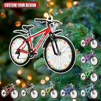 Cycling Personalized Christmas Acrylic Ornaments, Custom Name Cycling Lovers Christmas Light Ornament ON1492