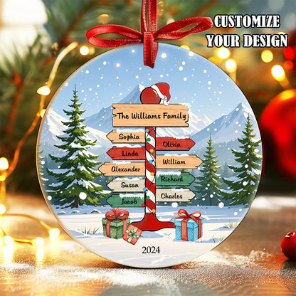 Personalized Christmas Road Sign Name Ornament - Gift for Family, Custom Family Christmas Ornament With Name ON0042