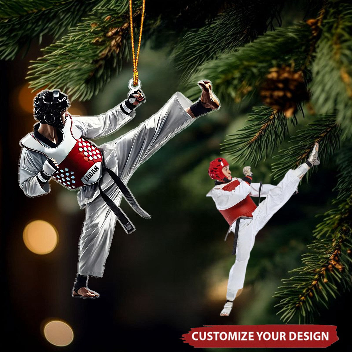 Custom Name Taekwondo - Personalized Acrylic Christmas Ornament, Custom Taekwondo Lover Ornament ON1538