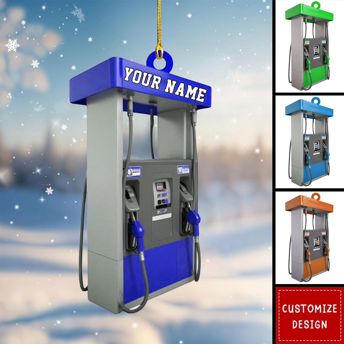 Personalized Gas Pump Christmas Ornament, Gas Station Ornament 2024 New Release ON1402