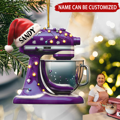 Baking Machine With Christmas Hat Personalized Christmas Ornament, Custom Name Baker Ornament ON1411