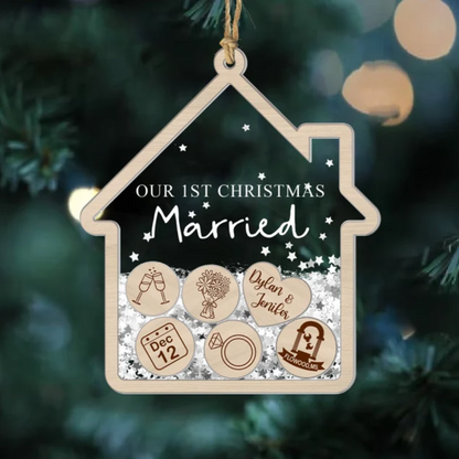 Personalized Our 1st Christmas Married Ornament 2024, Custom Couple Wedding Christmas Ornament ON0176