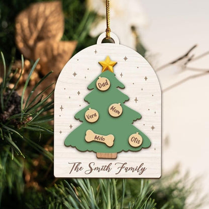 Personalized Family with Pet Christmas Tree Ornaments 2024, Custom Family Christmas Ornament 2024 With Name ON0101