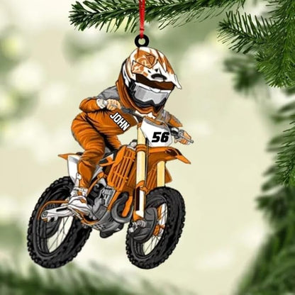 Personalized Dirt Bike Motocross Man Ornament, Custom Name Number Motocross Motorcycle Ornament For Racing Lover ON0459