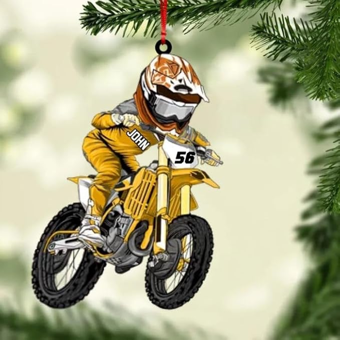 Personalized Dirt Bike Motocross Man Ornament, Custom Name Number Motocross Motorcycle Ornament For Racing Lover ON0459