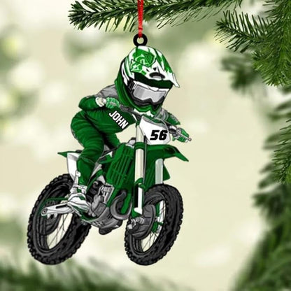 Personalized Dirt Bike Motocross Man Ornament, Custom Name Number Motocross Motorcycle Ornament For Racing Lover ON0459