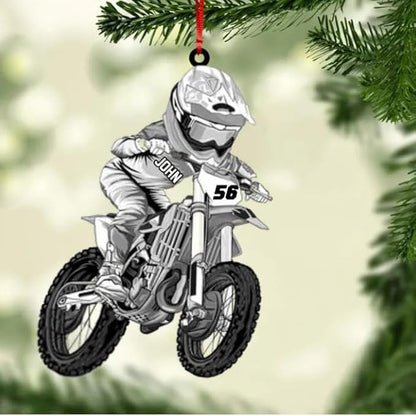 Personalized Dirt Bike Motocross Man Ornament, Custom Name Number Motocross Motorcycle Ornament For Racing Lover ON0459