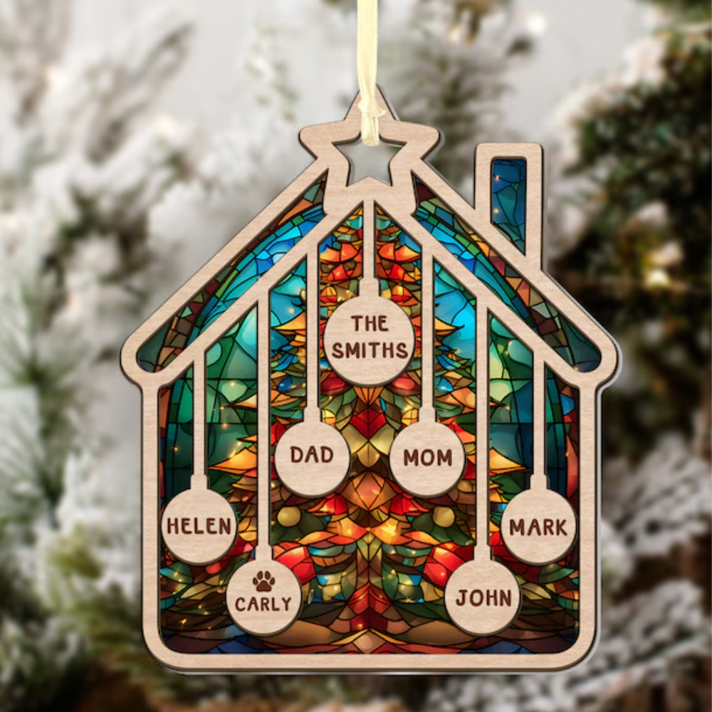 Personalized Family House Ornament 2024, Custom Family Christmas Ornament, Family With Pet Ornament ON0178