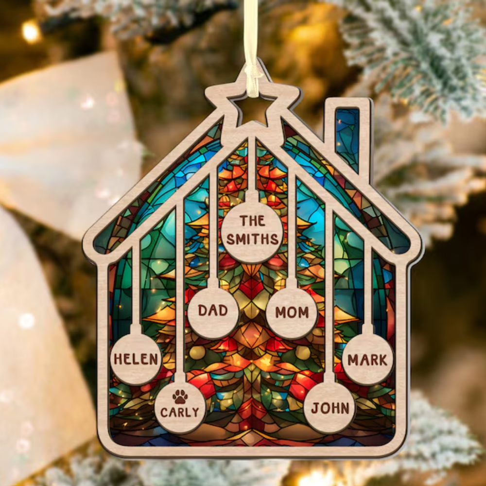 Personalized Family House Ornament 2024, Custom Family Christmas Ornament, Family With Pet Ornament ON0178