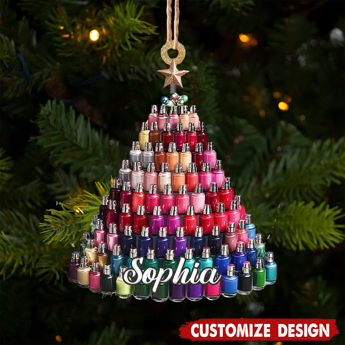 Personalized Nail Salon Christmas Ornament, Custom Name Nail Artist Nail Polish Ornament ON1432