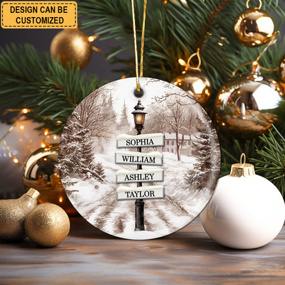 Personalized Retro Street Lamp Family Name Christmas Ornament, Custom Family Christmas Ornament With Name ON0310