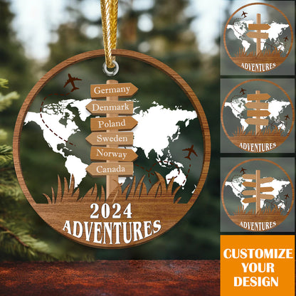 Personalized Travel Adventure Ornament, Custom Traveling Destination Ornament ON1013