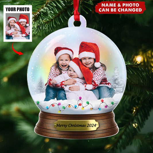 Personalized Family Photo Ornament - Christmas Gift For Family Members, Personalized Family Photo Snow Globe Ornament, Custom Family Ornament 2024 ON0205