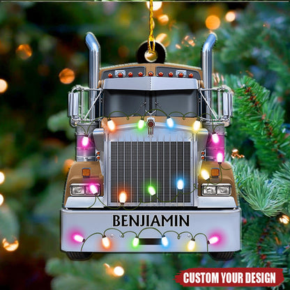 Truck Personalized Christmas Ornament, Custom Name Truckers Christmas Light Ornament ON1544