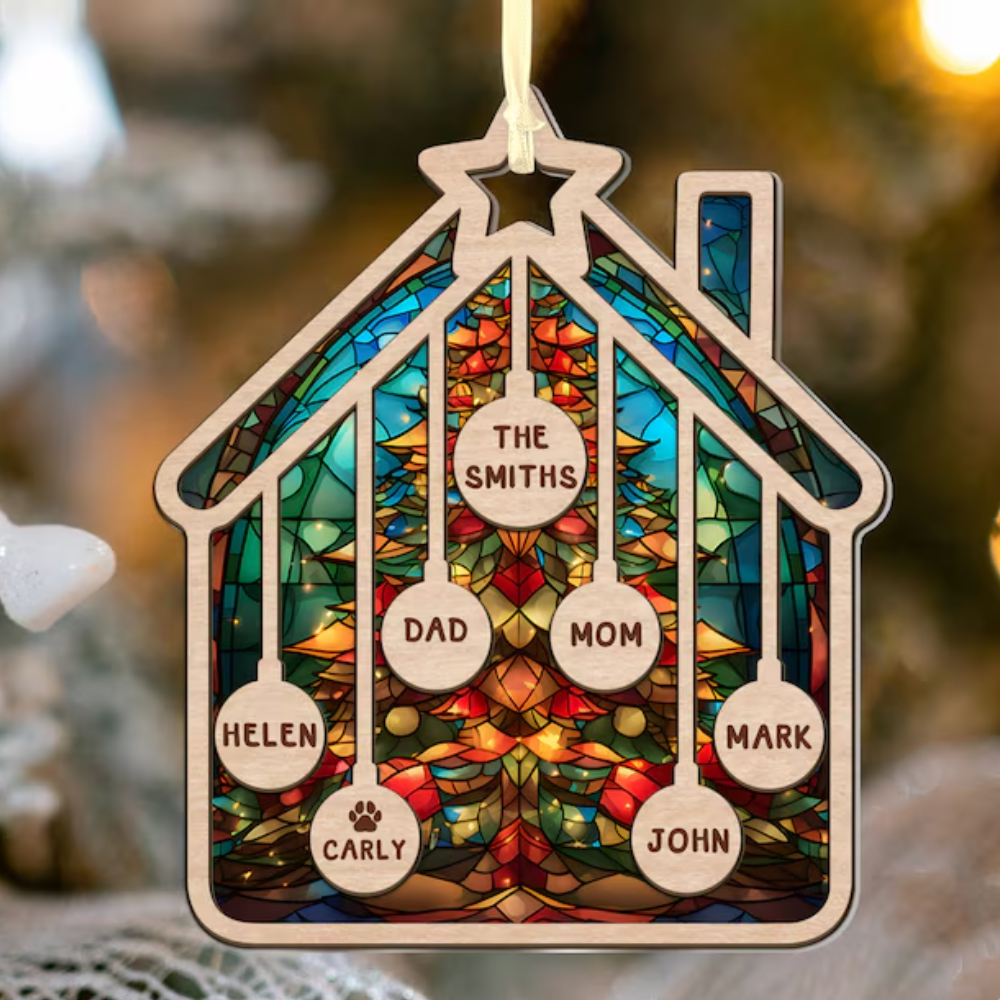 Personalized Family House Ornament 2024, Custom Family Christmas Ornament, Family With Pet Ornament ON0178