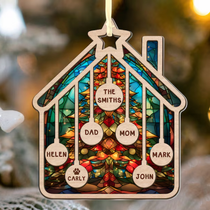 Personalized Family House Ornament 2024, Custom Family Christmas Ornament, Family With Pet Ornament ON0178