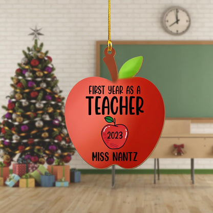 Personalized First Year As A Teacher Christmas Ornament, Custom Teacher Ornament 2024 ON0641