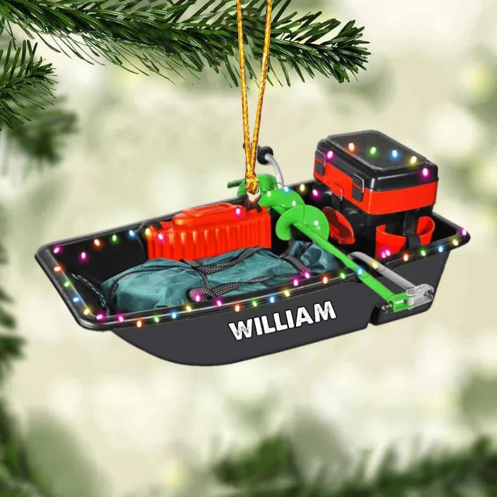 Personalized Fishing Stuff Christmas Ornament, Custom Name Fishing Lovers Ornament ON0662