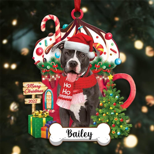 Personalized Pitbull Merry Christmas 2024 Ornament, Custom Name Pitbull Ornament For Dog Lovers ON0830