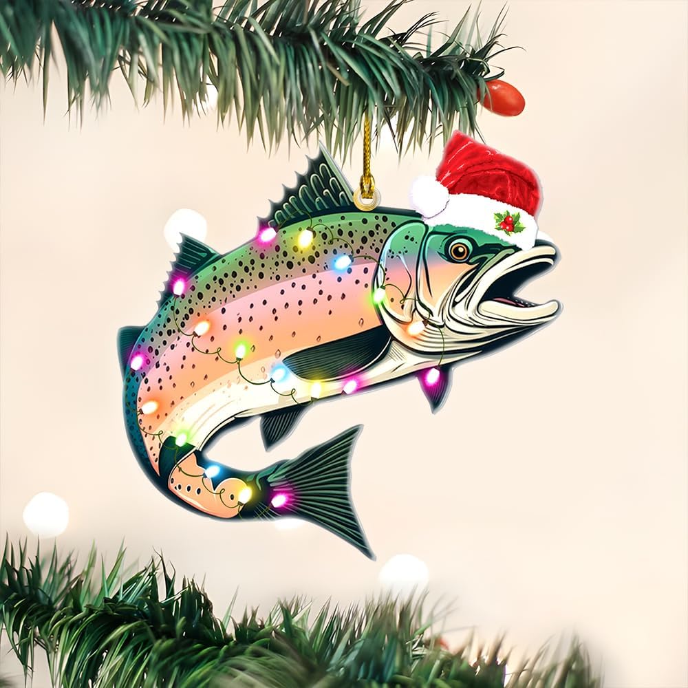 Salmon Fish Light Christmas Ornament, Fish Lover Xmas Ornament ON0993