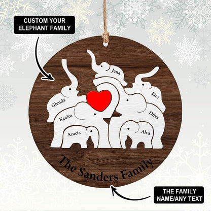 Personalized Family Elephants Puzzle Christmas Ornaments, Custom Family Christmas Ornament 2024 With Name ON0091