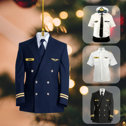 Personalized Pilot Uniform Christmas Ornament, Custom Name Pilot Lovers Ornament ON0694