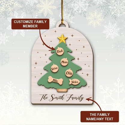 Personalized Family with Pet Christmas Tree Ornaments 2024, Custom Family Christmas Ornament 2024 With Name ON0101