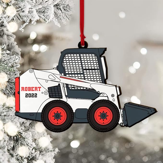 Personalized Skid Steer Loader Christmas Ornament, Custom Name Track Loader Ornament, Construction Vehicle Ornament ON0566