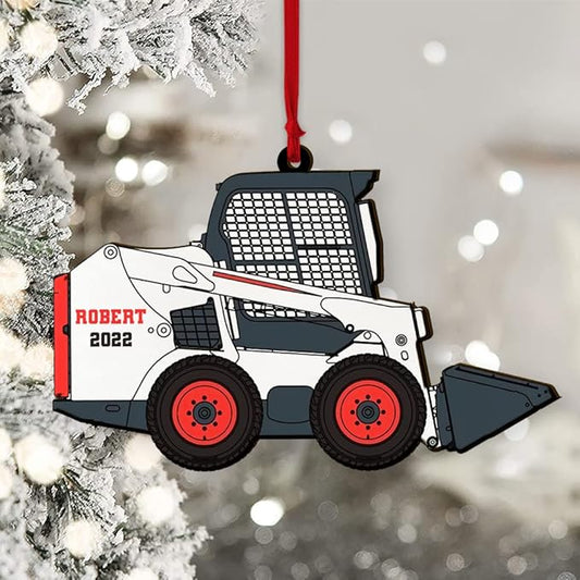 Personalized Skid Steer Loader Christmas Ornament, Custom Name Track Loader Ornament, Construction Vehicle Ornament ON0566