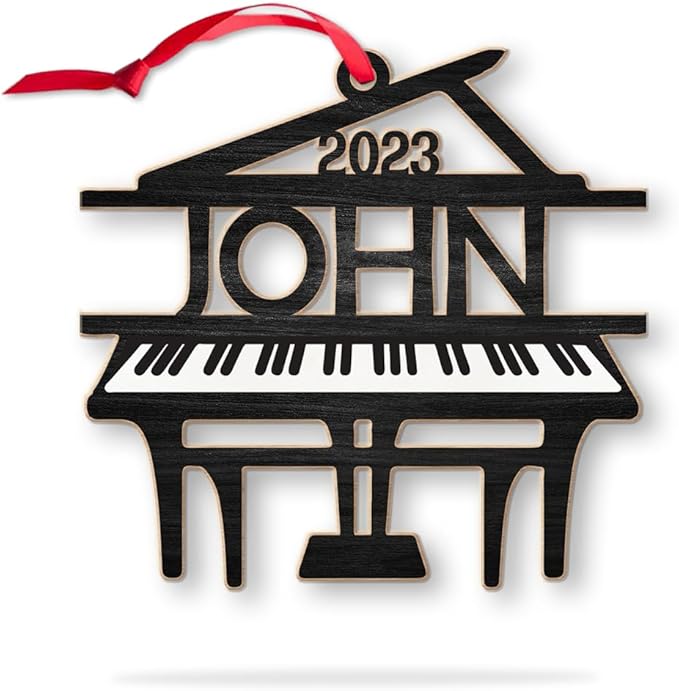 Personalized Piano Christmas Ornament, Custom Name Music Lover Music Teacher Ornament ON0565